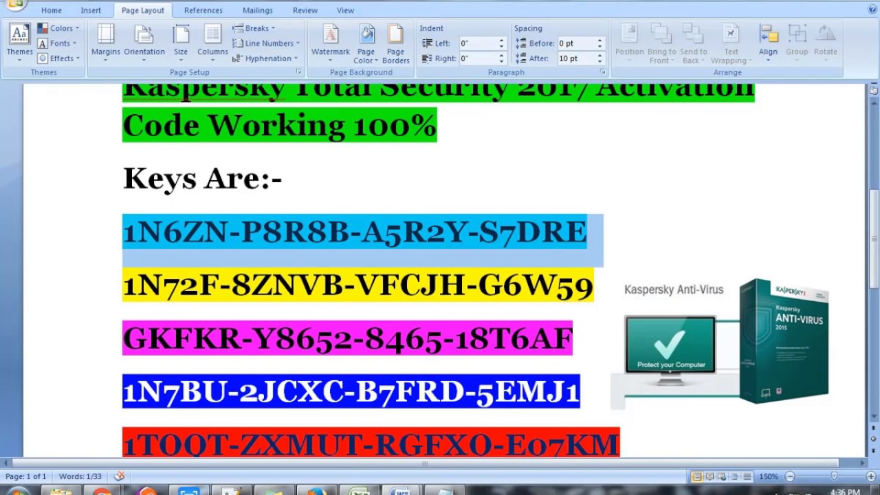 Kaspersky Total Security 2019 Activation Code For 1 Year Free